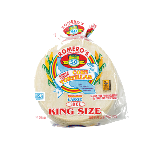 Romero's White Corn Tortillas King Size 10ct Romero's White Corn Tortillas King Size 6.5" 10 ct/13 oz