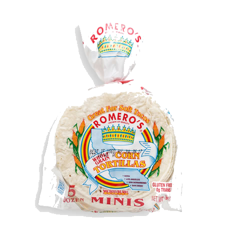 Romero's White Corn Tortillas Minis 5dz/30oz/4.5