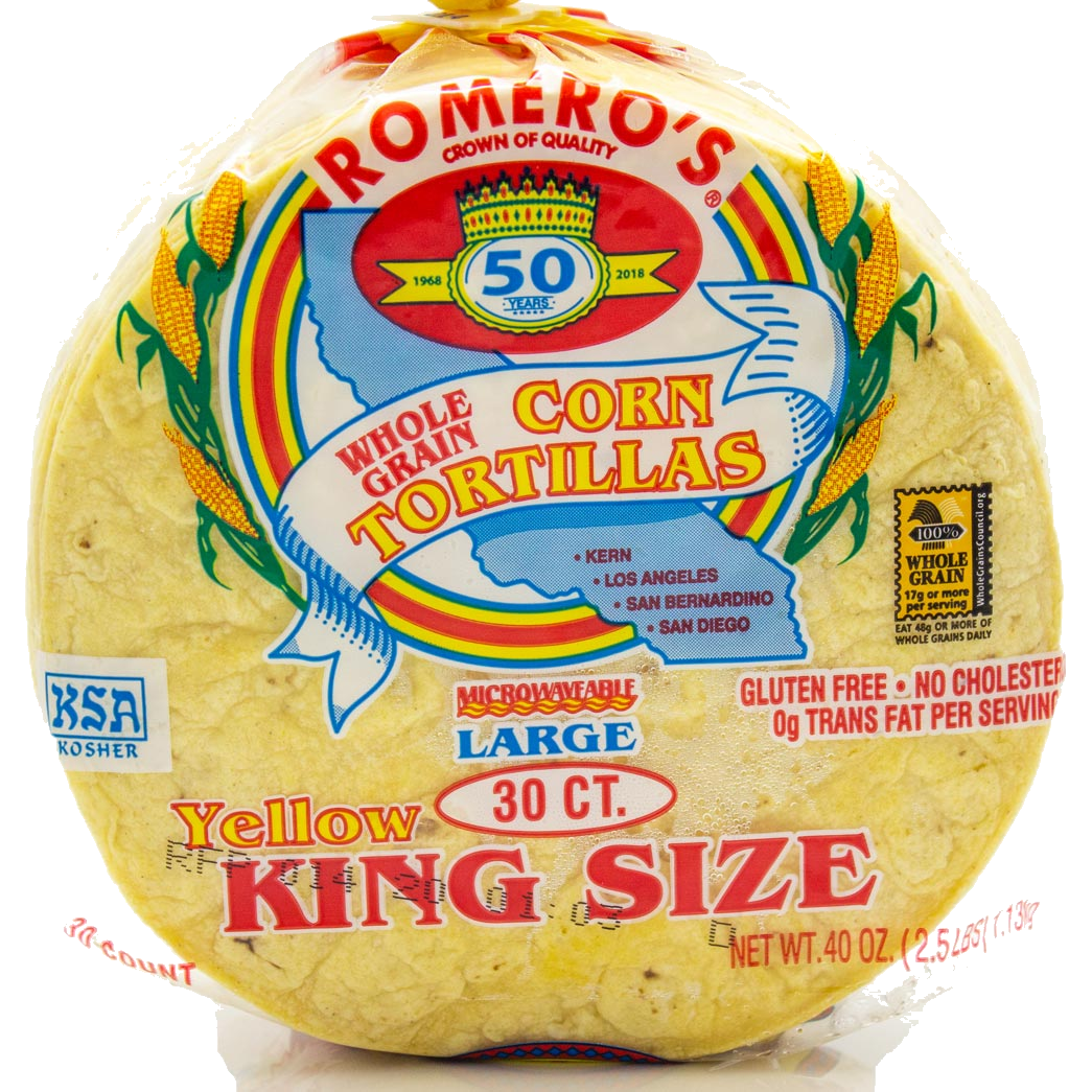 Romero's Yellow Corn Tortillas King Size 30ct Romero's Yellow Corn Tortillas King Size 6.5" 30 ct/40 oz